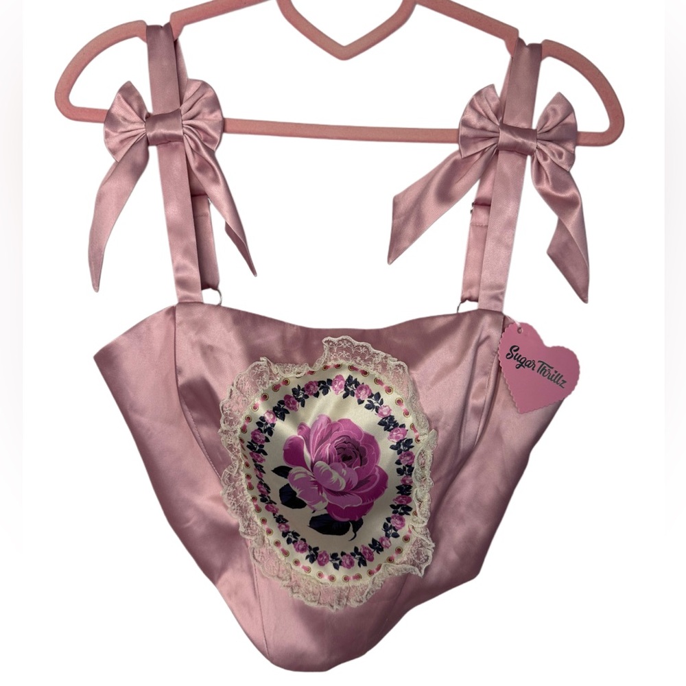 SOLD OUT! Dolls Kill Sugar Thrillz Delicate Rose Corset Top NWT!
